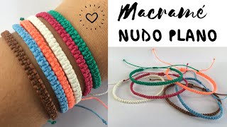 PULSERA MACRAME fácil  NUDO PLANO ♥ PULSERAS de HILO [upl. by Trela]