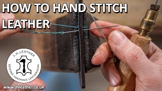 How to Hand Stitch Leather  Saddle Stitch Tutorial Beginner Leatherwork [upl. by Kavanaugh]