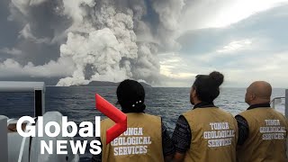 Tonga underwater volcano eruption triggers tsunami advisories [upl. by Libre695]