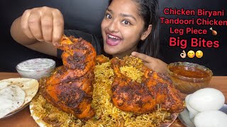 CHICKEN BIRYANI WITH SPICY TANDOORI CHICKEN LEG PIECE AND EGGS RAITA BIG BITESFOOD EATING VIDEOS [upl. by Emmanuel603]