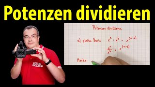 Potenzen dividieren  ganz einfach erklärt  Lehrerschmidt [upl. by Nitaf962]