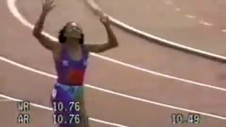 W 100m  Florence GriffithJoyner  1049  Indianapolis USA  1988  World Record [upl. by Bernelle796]