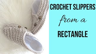 Easy Crochet Slippers from a Rectangle [upl. by Trainor857]