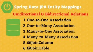 Spring Data JPA Entity mappings  OnetoOne  OnetoMany  ManytoOne  ManytoMany mappings [upl. by Hesta]