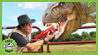 Giant TRex Dinosaur Skeleton in Haunted House Family Fun Kids Halloween Ghost Hunting Adventure [upl. by Enidlarej652]