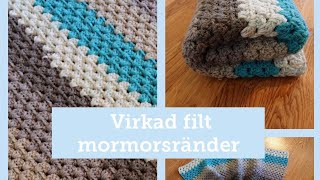 VIRKA babyfilt i mormorsränder  crochet grannystripe babyblanket swedish [upl. by Gaiser]