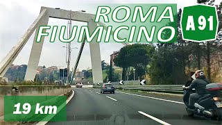 A91  ROMA  FIUMICINO  Autostrada dellAeroporto di Roma Fiumicino  Percorso completo [upl. by Dane]