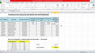 CALCULO DEL BONO DE ANTIGUEDAD [upl. by Hayman]