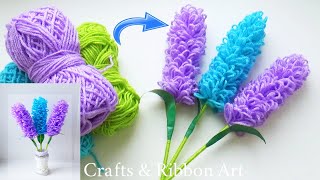 Easy Lavender Flower Making Idea with Wool  DIY Woolen Craft How to Make Beautiful Lavender Flower [upl. by Restivo473]