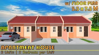 41 SQM  SMALL APARTMENT DESIGN  3 UNITS  2 BEDROOM per UNIT [upl. by Hareemas]