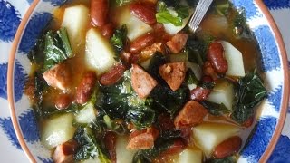 Portuguese Kale Soup  Sopa de Couve com Chourico [upl. by Gemma452]