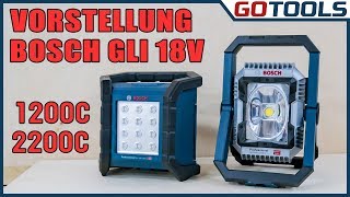 Bosch GLI 18V 1200c und 2200c  Baustrahler Test [upl. by Ylerebmik]