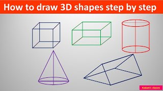 Draw 3D shapes step by step [upl. by Scopp]