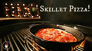 Skillet Pizza On The Weber Charcoal Grill  Cast Iron Pizza On The Barbecue [upl. by Yahsat]