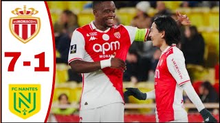 ASモナコ対ナントFC（71）、南野拓実のゴールとアシスト  全ゴールとハイライト2025 Monaco vs Nantes  Mika Biereth Goal Hattrick [upl. by Refeinnej]