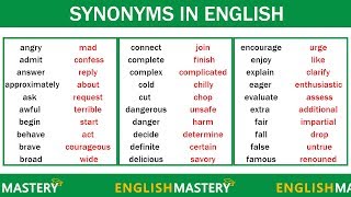 Learn 150 Common Synonyms Words in English to Improve your Vocabulary [upl. by Oap]