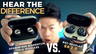 BampO Beoplay E8 20 vs Sennheiser Momentum True Wireless Earbuds Comparison Review 300 vs 350 [upl. by Ycam422]