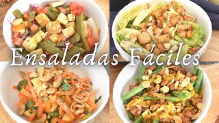 4 ENSALADAS FÁCILES Y DELICIOSAS  VIDA VEGANA [upl. by Box896]