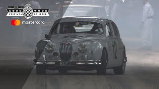 Classic Jaguar Mk1 drifts Goodwood hill [upl. by Adehsor]