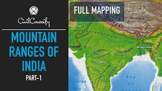 Mountain Ranges of India  PART 1  North amp NorthEast India  Full Mapping Practice [upl. by Kensell]