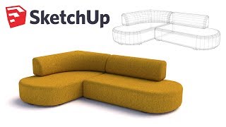 Living room Sofa 3D modeling  Sketchup tutorial timelapse [upl. by Venterea]