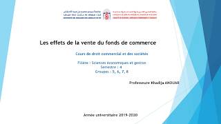 Effets de la vente du fonds de commerce [upl. by Charin]