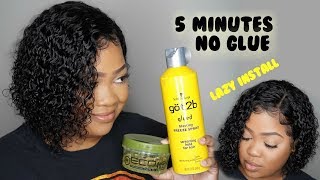 Lazy 5 Minute Lace Wig Install  No Glue Needed [upl. by Hadsall]