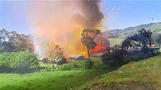 Dramatic Scene as Fireworks Factory Explodes [upl. by Ydnys16]