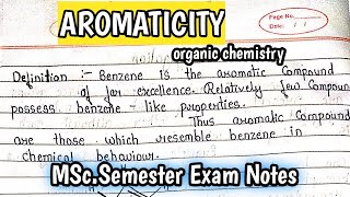 Aromaticity  Organic Chemistry  Complete Basic Concept  MScsemester Exam Notes [upl. by Ardnuaek]