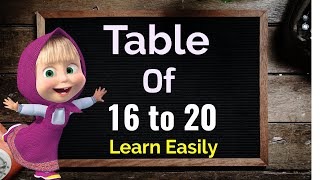 Learn Multiplication Table of 16 to 20 Table 16 to 20 16 se 20 ka pahada Table learning tables [upl. by Nealy688]