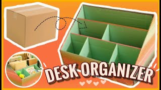 HOW TO MAKE A DESK ORGANIZER FROM CARDBOARD BOX  Easy amp Small [upl. by Otrevlig]