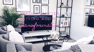 BEFORE amp AFTER SMALL LIVING ROOM MAKEOVERTOUR  SMALL SPACE LIVING [upl. by Nama]