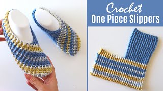 How To Crochet Easy One Piece Slippers [upl. by Gemma]