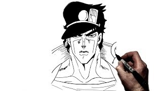 How to Draw Jotaro  Step By Step  JoJos Bizarre Adventure [upl. by Manus361]