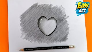 🟥 Dibujos 3D  Como Dibujar un CORAZON en 3D a lapiz  How to Draw 3D HEART  Easy Art [upl. by Normak]