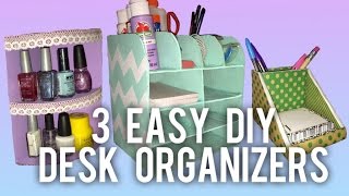 3 EASY DIY Desk Organizer Ideas [upl. by Iralav730]