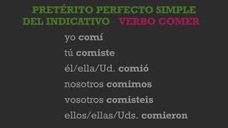 COMER  PRETÉRITO PERFECTO SIMPLE del Indicativo  CONJUGACIÓN DE VERBOS EN ESPAÑOL [upl. by Champaigne]