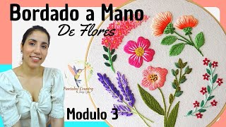 BORDADO DE FLORES a Mano para Principiantes Paso a Paso 🌸 Modulo 3 [upl. by Kifar]