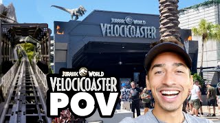 Universal Orlando VELOCICOASTER GRAND OPENING CROWDS amp Wait Time  Front Row POV Jurassic World [upl. by Terrance]