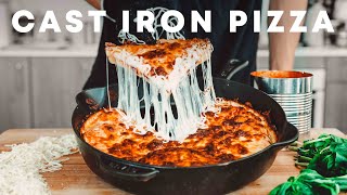 Cheesy Cast Iron Pan Pizza [upl. by Seuqramed98]