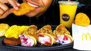 ASMR MCDONALDS McCREPES SECRET MENU ITEM BIG BREAKFAST MUKBANG EATING SHOW JERRY NO TALKING [upl. by Novar]