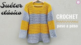 CÓMO TEJER SUÉTER A CROCHET PASO A PASO [upl. by Behlau]