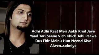 Adhi Adhi Raat  Bilal Saeed  Twelve  Lyrics Video Punjabi Song [upl. by Atinor]