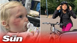 Furious row after toddler ‘hit and dragged by cyclist’ [upl. by Nolahp]