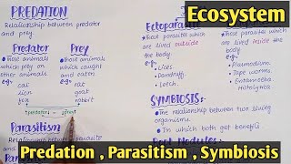 Symbiotic Mutualism  Predation  parasitism  Class 12 Biology [upl. by Skvorak]