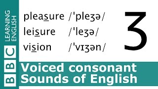 English Pronunciation 👄 Voiced Consonant  ʒ  pleasure leisure and vision [upl. by Kaleena824]