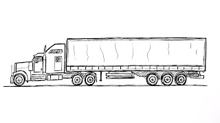 How to draw a Semi Truck  Drawing Tutorial [upl. by Esiouqrut]