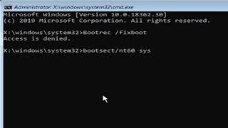 How to Fix Bootrec Fixboot Access is Denied Windows 10 [upl. by Lecia]