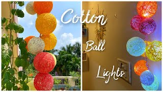 DIY Cotton Ball Light  DIY Yarn String Lights  DIY Lights for Home Decor [upl. by Llehcim277]