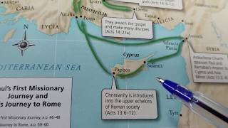 Paul and Barnabas First Missionary Journey Map Acts 13  14 [upl. by Saltsman]